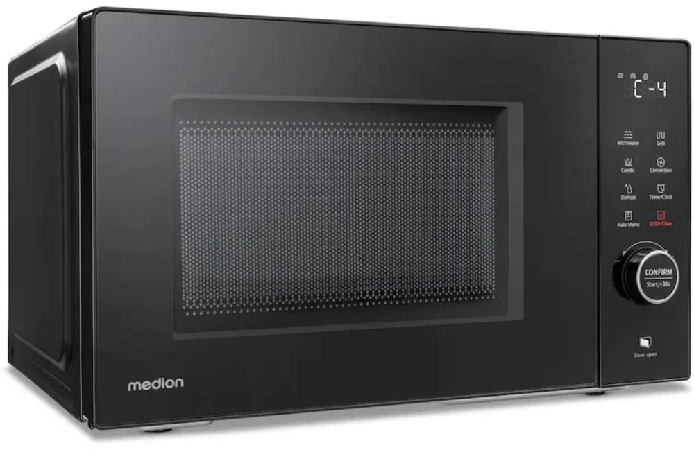Medion mikrobangų krosnelė MD12031 50076274, 900W, 1000W grilis, 1680W karštas oras, 23l, 288mm, 5 lygiai, 11 programų, laikmatis