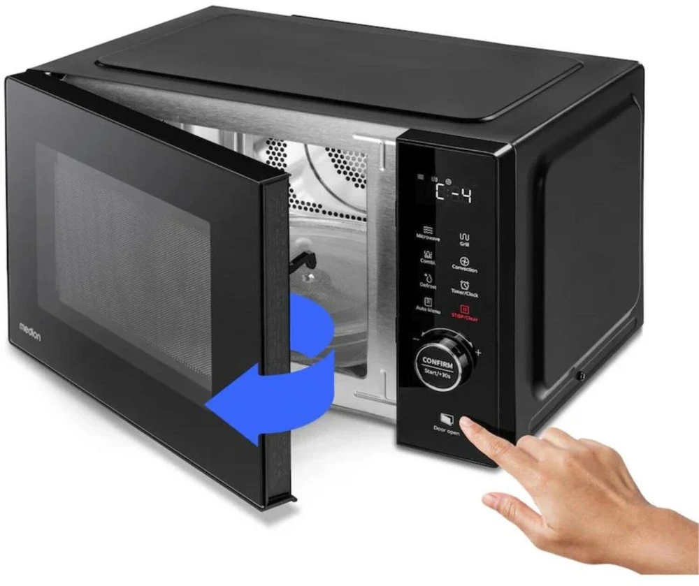 Medion mikrobangų krosnelė MD12031 50076274, 900W, 1000W grilis, 1680W karštas oras, 23l, 288mm, 5 lygiai, 11 programų, laikmatis