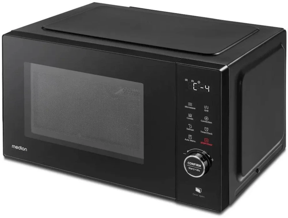 Medion mikrobangų krosnelė MD12031 50076274, 900W, 1000W grilis, 1680W karštas oras, 23l, 288mm, 5 lygiai, 11 programų, laikmatis