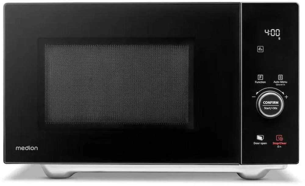 Medion mikrobangų krosnelė MD12041 50076276, 25l, 900W mikrobangų, 1100W viršutinis grilis, 500W apatinis grilis, 2100W karšto oro