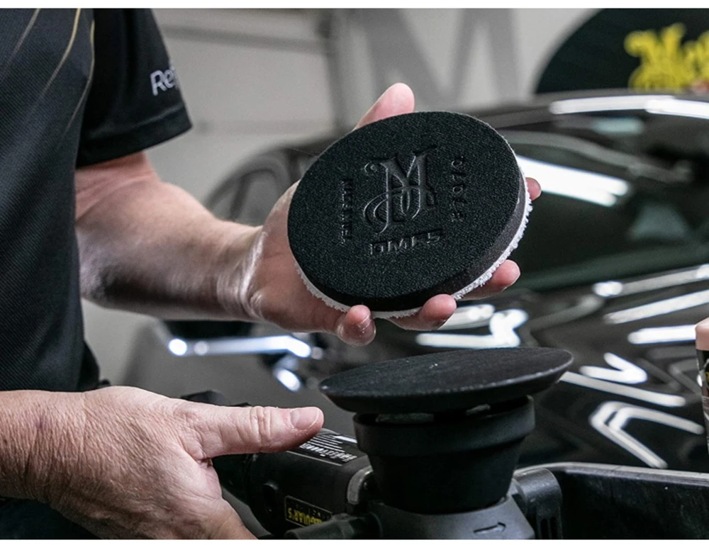 Meguiars DMF5 PRO 5'' 125 mm minkšto mikropluošto apdailos poliravimo diskas (2 vnt) – universalus su lipniu tvirtinimu bet kokiam poliruokliui (JAV)