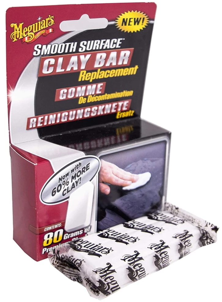 Meguiars G1001EU Smooth Surface Clay Bar efektyviai ir saugiai pašalina dažų paviršiaus nešvarumus (80gr.) (JAV)
