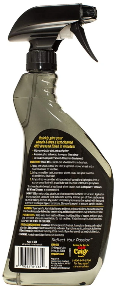 Meguiars G190424 Ultimate Vanduo Less Wheel & Tire Clean & Protect Care vienu žingsniu 709ml purškalas (JAV)