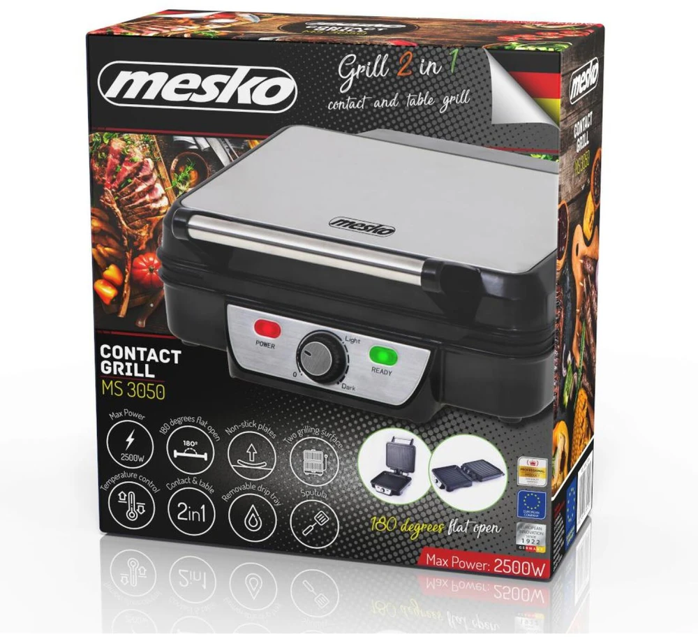 Mesko | Grilis | MS 3050 | Contact grill | 1800 W | Juodas/Nerūdijantis plienas