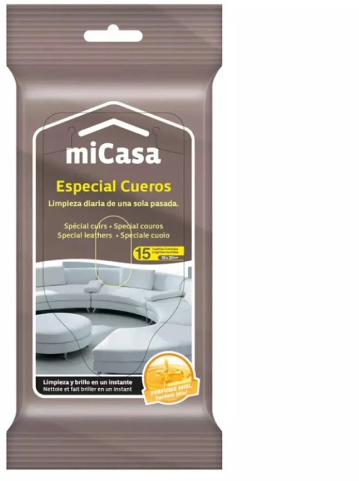 Micasa Novita Drėgnos servetėlės odos gaminiams, 15 vnt.