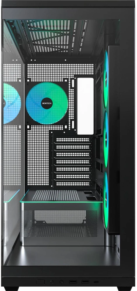 Montech kompiuterio korpusas TG3 (B), Midi-Tower, 58 l, juodas, grūdintas stiklas, RGB apšvietimas, ATX, USB-C, USB-A 3.2 Gen 1