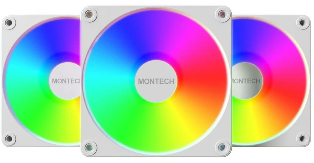 Ventiliatorius Montech GF120R V2 PWM ARGB, 3 vnt. rinkinys, baltas