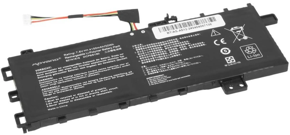 Movano „Asus VivoBook 15 A512 R512 X512“ b21n1818 baterija - 4150 mAh (32 Wh)