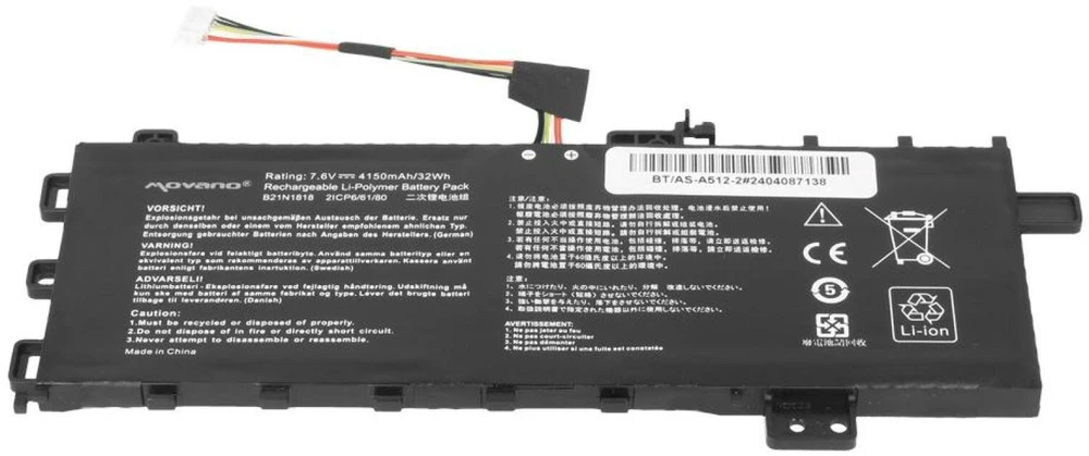 Movano „Asus VivoBook 15 A512 R512 X512“ b21n1818 baterija - 4150 mAh (32 Wh)