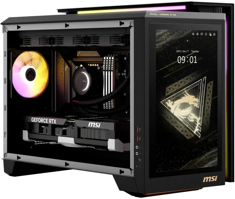 MSI MEG Vision X AI 2NVV7-009AT stacionarus kompiuteris su Intel Core 7 ULTRA 7 265K procesoriumi, 32 GB DDR5 RAM, 1 TB M.2 SSD, GeForce RTX 5080 (16 GB GDDR6X) vaizdo plokšte, Windows 11 Home