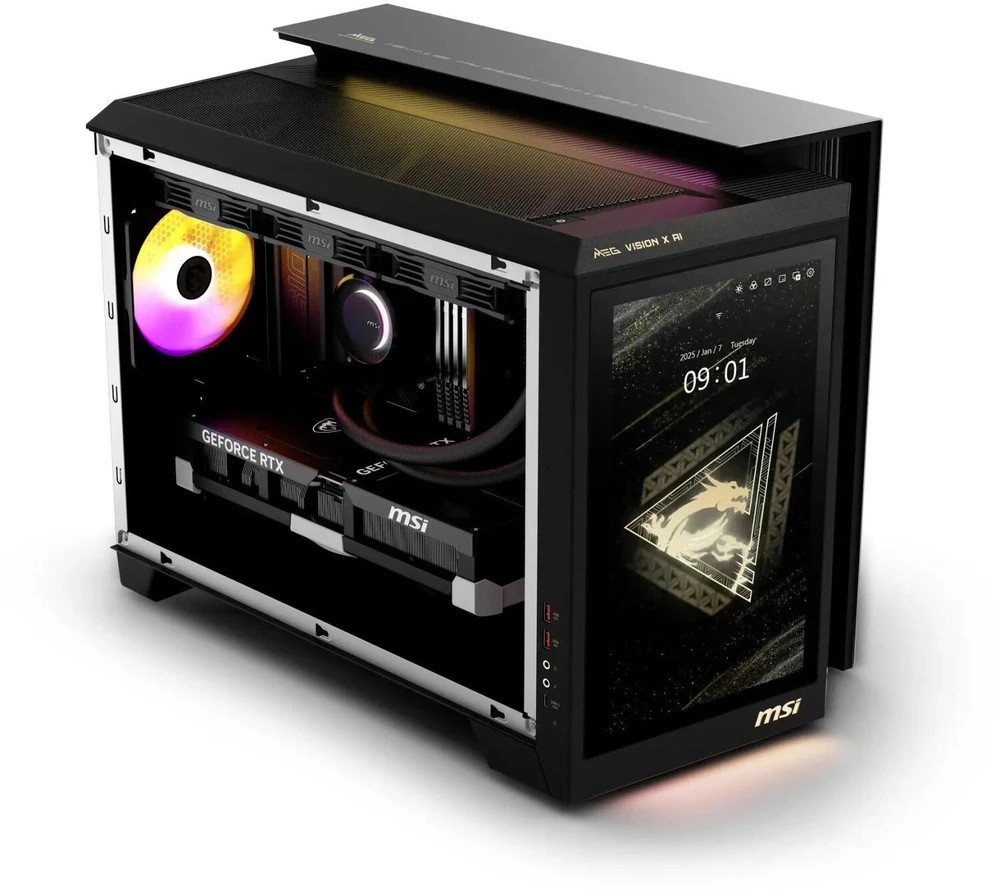MSI MEG Vision X AI 2NVV7-009AT stacionarus kompiuteris su Intel Core 7 ULTRA 7 265K procesoriumi, 32 GB DDR5 RAM, 1 TB M.2 SSD, GeForce RTX 5080 (16 GB GDDR6X) vaizdo plokšte, Windows 11 Home
