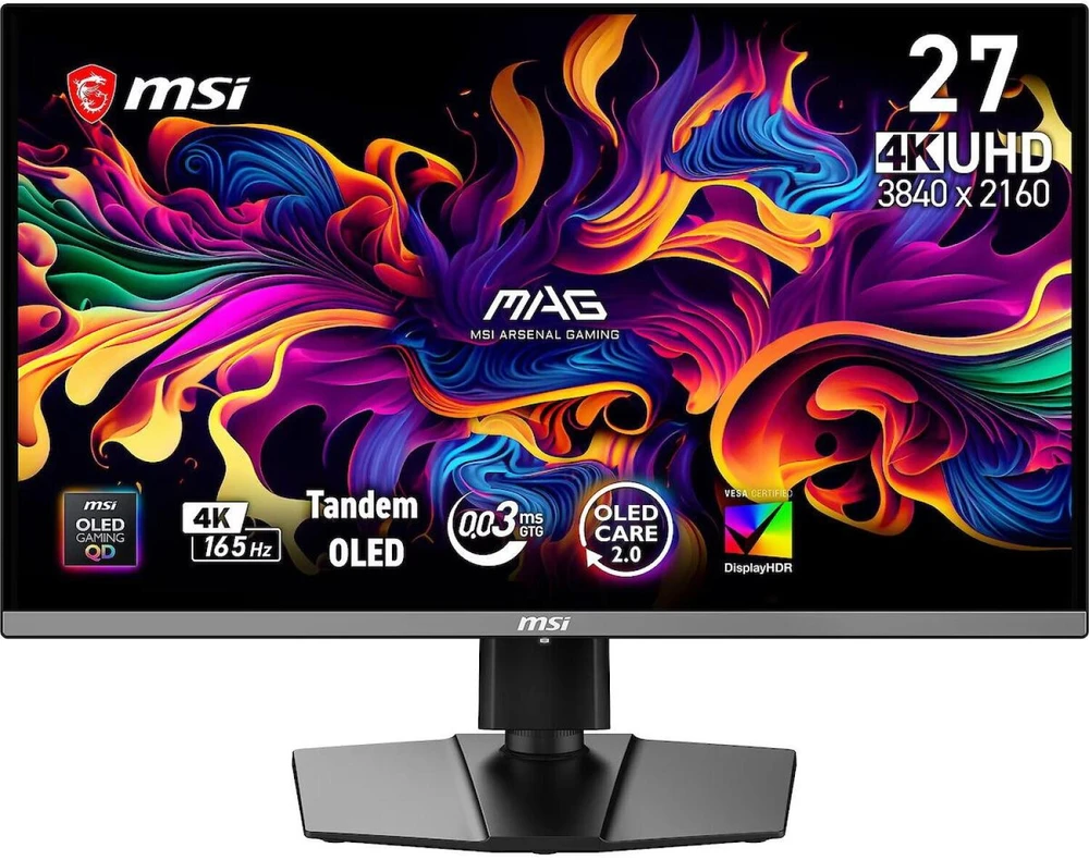 MSI monitorius MAG 272UPDE QD-OLED E16, 26,5", 4K UHD 3840x2160, 165 Hz, 0,03 ms, OLED, 250 cd/m2, 1000000:1, 16:9, USB-C, DP
