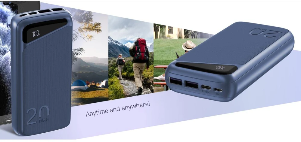 Mėlynas 20000 mAh powerbankas Navitel PWR20 MX