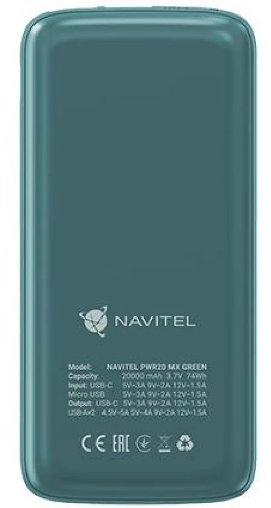 Navitel PWR20 MX 20000 mAh išorinė baterija, žalia