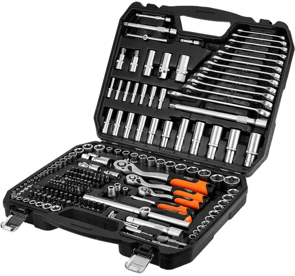 Neo Tools 220 dalių raktų rinkinys 1/2", 3/8", 1/4"