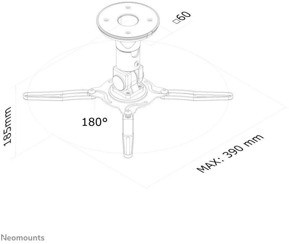 Neomounts NEWSTAR PROJEKTORIAUS LUBŲ MONTAVIMAS (AUGIS: 19 CM) 10 KG Juodas