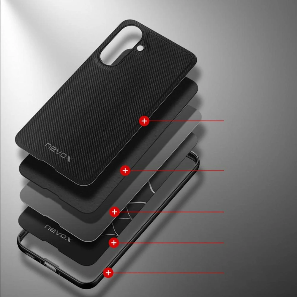 Nevox StyleShell NYLO 2503, išmaniojo telefono dėklas, juodas, polikarbonatas, TPU, nailonas, atsparus smūgiams