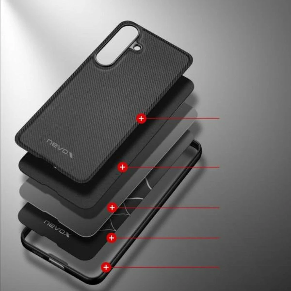 Dėklas Nevox StyleShell NYLO - Samsung Galaxy S25 FE , juodas