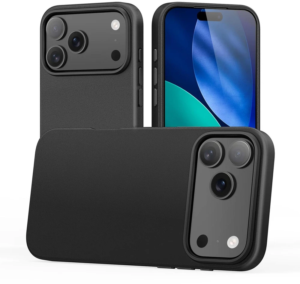 Nevox StyleShell PRO 2541, telefono dėklas, juodas, iPhone 17 Pro Max, iPhone 18 Pro Max, oda, polikarbonatas