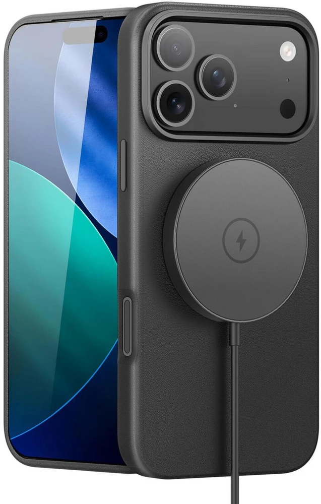 Nevox StyleShell PRO 2541, telefono dėklas, juodas, iPhone 17 Pro Max, iPhone 18 Pro Max, oda, polikarbonatas