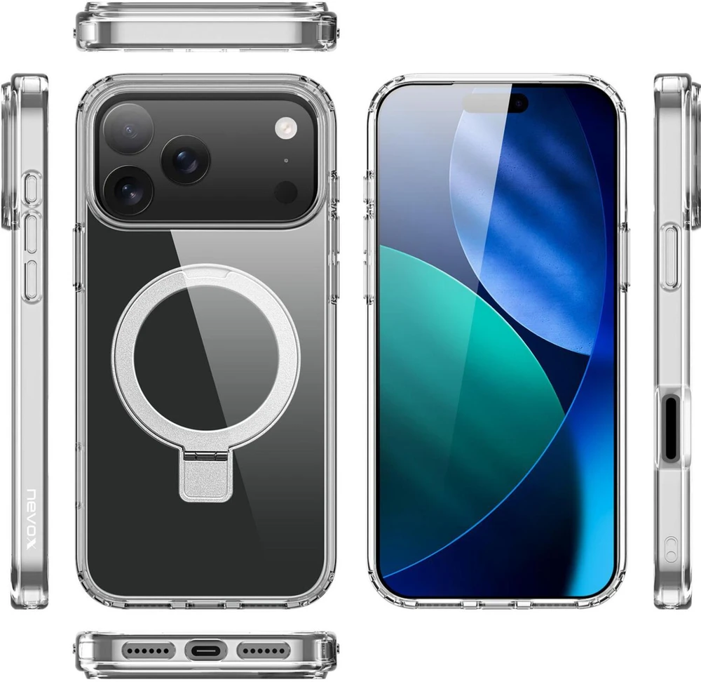 Dėklas Nevox StyleShell SHOCKFlex Stand iPhone 17 ProMax 18 ProMax komp.MagSafe transp.