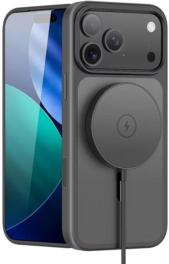 Nevox telefono dėklas StyleShell INVISIO 2545, juodas, iPhone 17 Pro Max, suderinamas su MagSafe