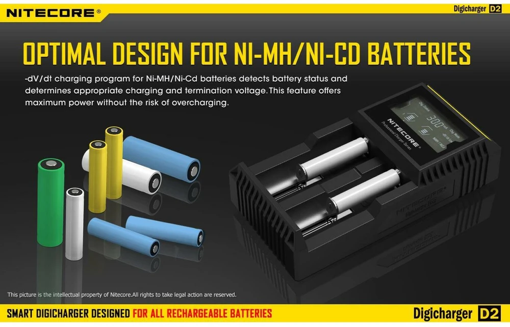 Nitecore Digicharger D2 EU Baterijų įkroviklis