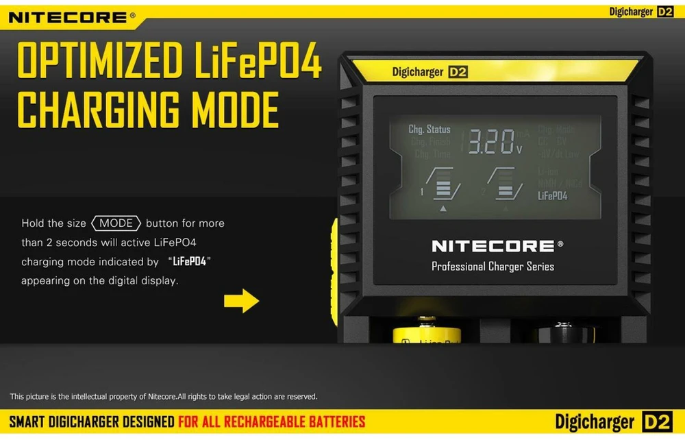 Nitecore Digicharger D2 EU Baterijų įkroviklis