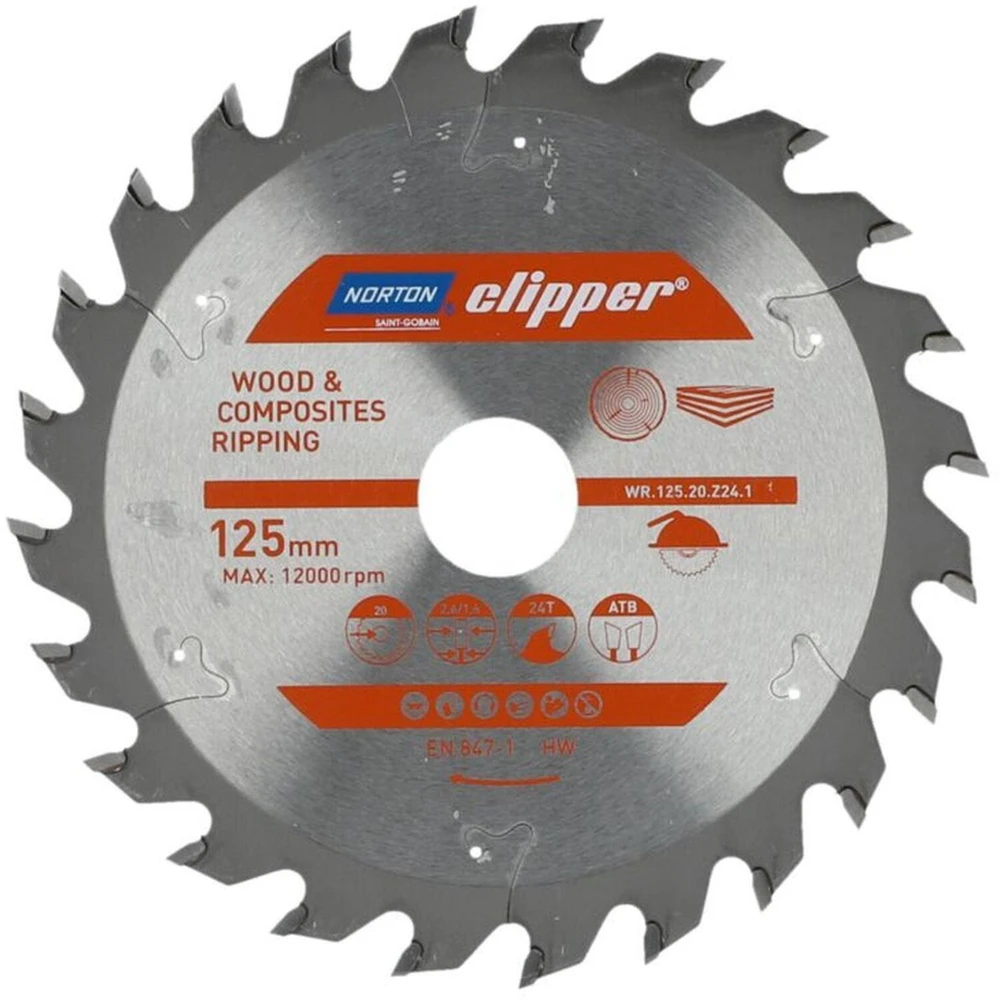 NORTON DISKINIS PJŪKLAS 125mm x 20mm x 24z MEDIENAI IR KOMPOZITAMS ATB (2,6 / 1,6)