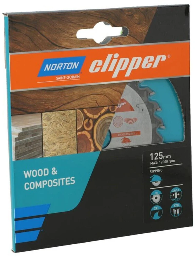 NORTON DISKINIS PJŪKLAS 125mm x 20mm x 24z MEDIENAI IR KOMPOZITAMS ATB (2,6 / 1,6)