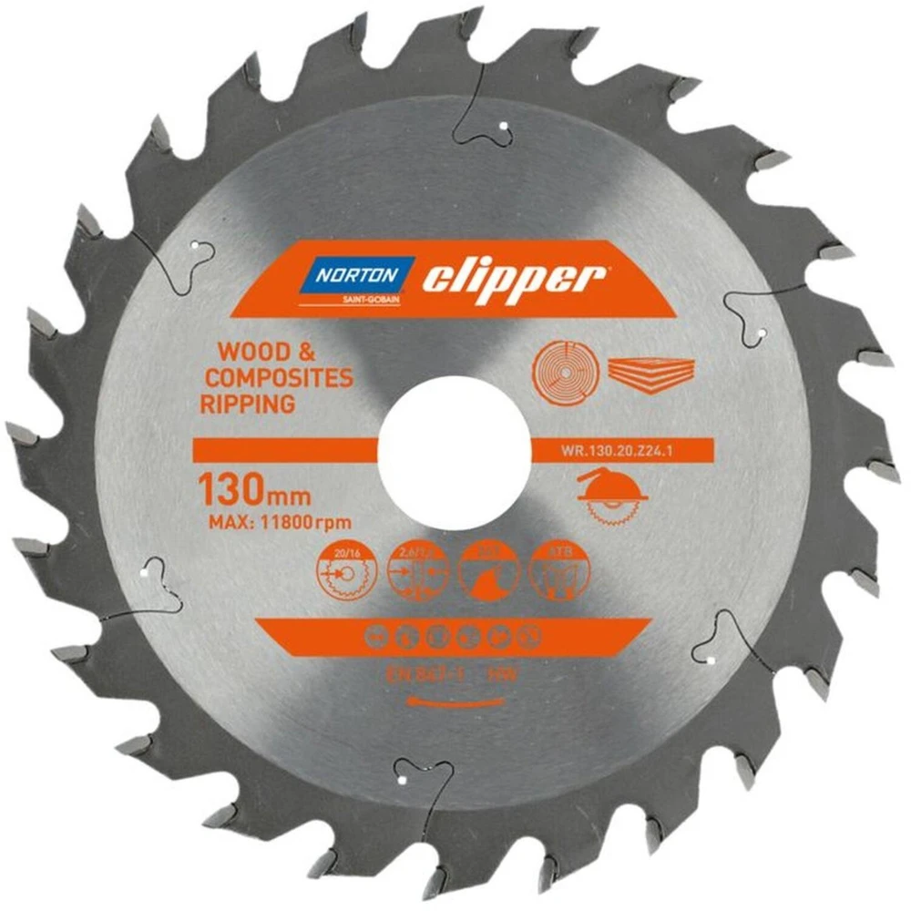 NORTON DISKINIS PJŪKLAS 130mm x 20mm x 24z MEDIENAI IR KOMPOZITAMS ATB (2,6 / 1,6)