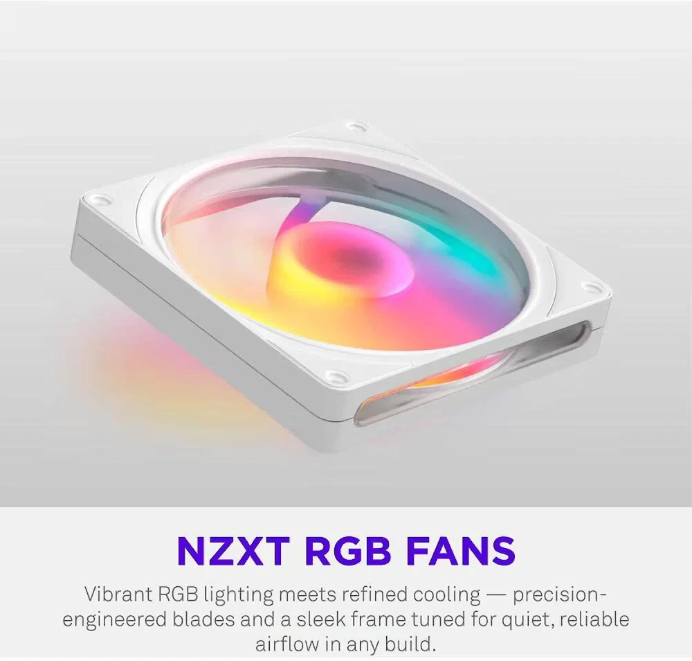 Nzxt F140 RGB ventiliatorius RF-R214S-WF, 140mm, baltas, RGB apgaismojums