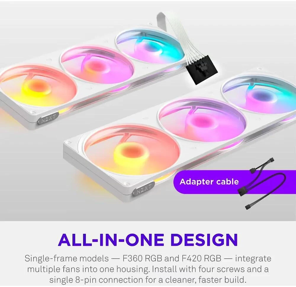 NZXT F Series F360 RGB Baltas | Gehäuselüfter