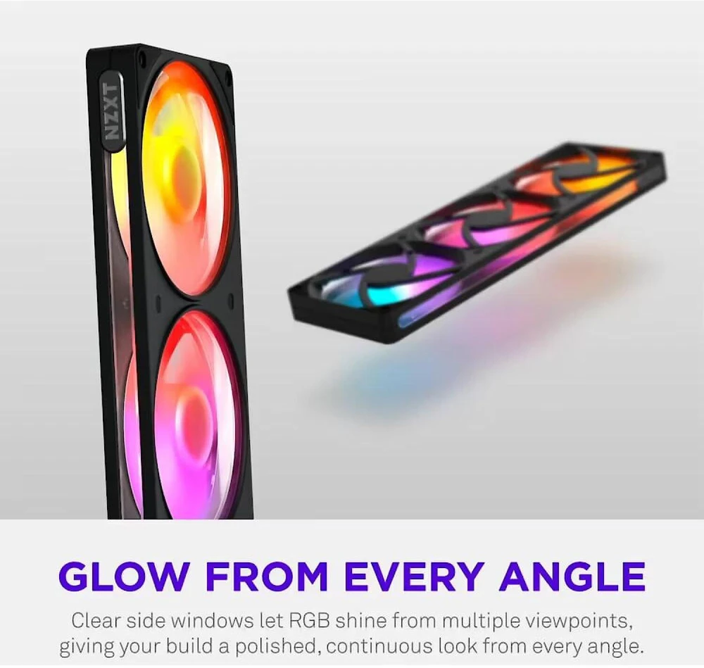 NZXT kompiuterio ventiliatorius F360 RGB RF-R236U-BF, 360mm, 4-pin PWM, NZXT RGB 4-pin, 1 vnt, 2400rpm, 33.0dB(A), RGB apšvietimas