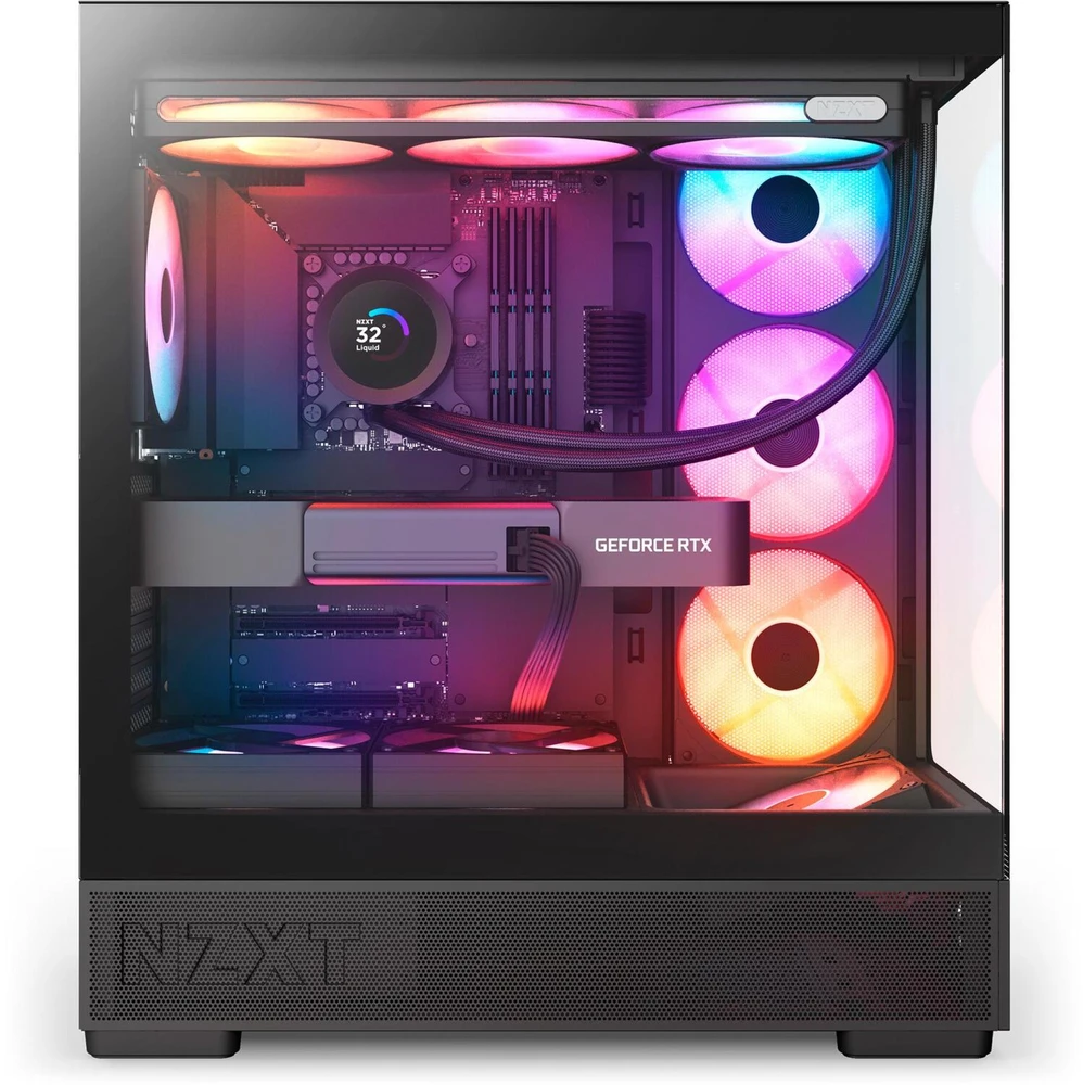 Nzxt S5 RGB CC-S51FB-01, juodas, Midi-Tower, ATX, Mini-ITX, plienas, grūdintas stiklas, 360mm RGB ventiliatorius