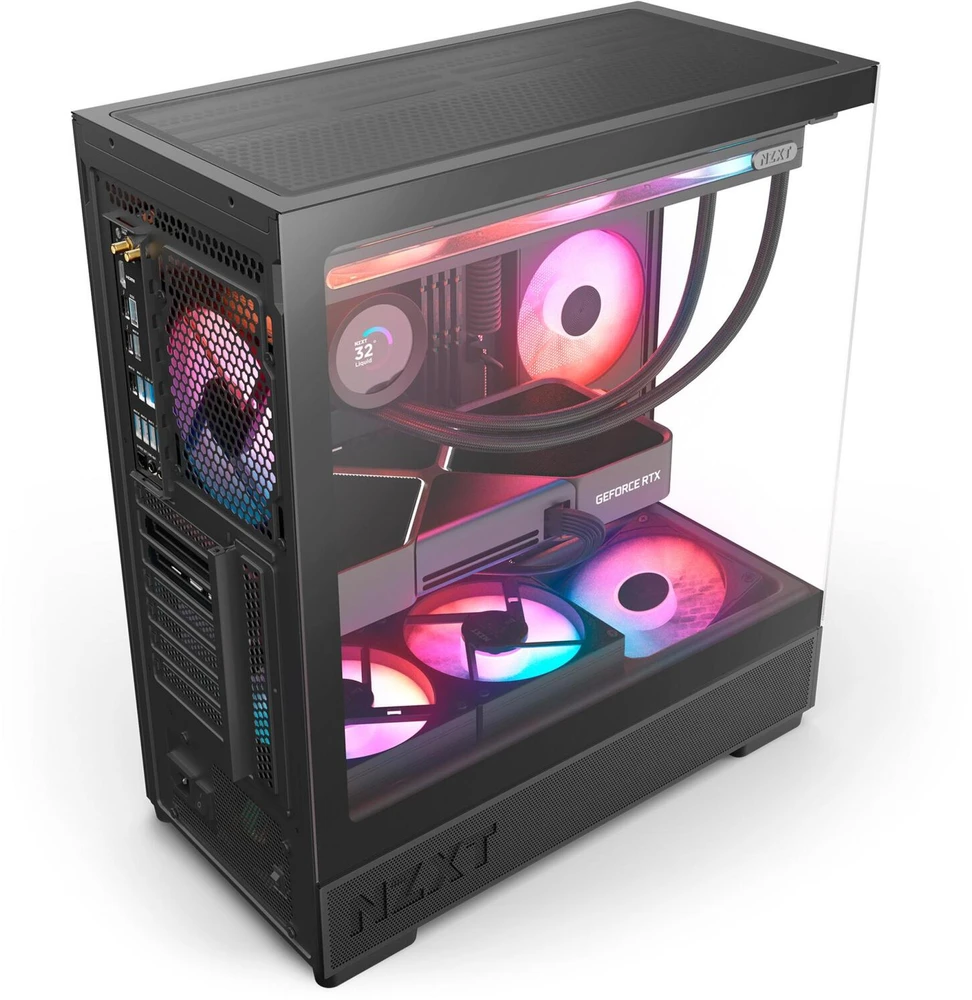 Nzxt S5 RGB CC-S51FB-01, juodas, Midi-Tower, ATX, Mini-ITX, plienas, grūdintas stiklas, 360mm RGB ventiliatorius