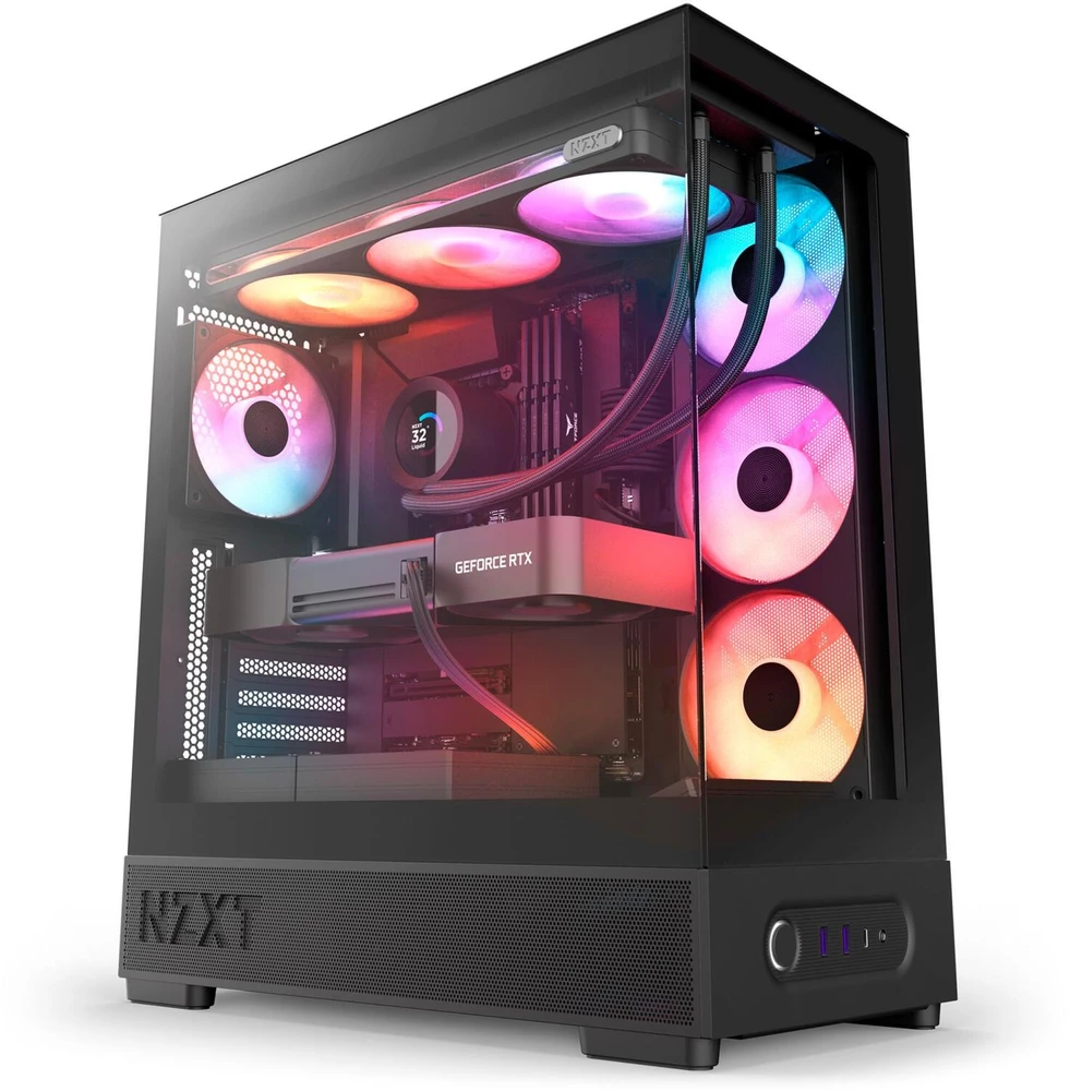 Nzxt S5 RGB CC-S51FB-01, juodas, Midi-Tower, ATX, Mini-ITX, plienas, grūdintas stiklas, 360mm RGB ventiliatorius