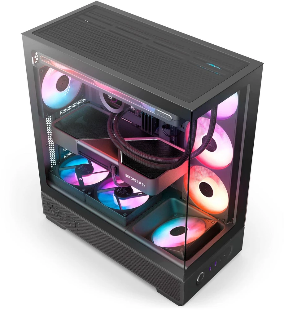 Nzxt S5 RGB CC-S51FB-01, juodas, Midi-Tower, ATX, Mini-ITX, plienas, grūdintas stiklas, 360mm RGB ventiliatorius