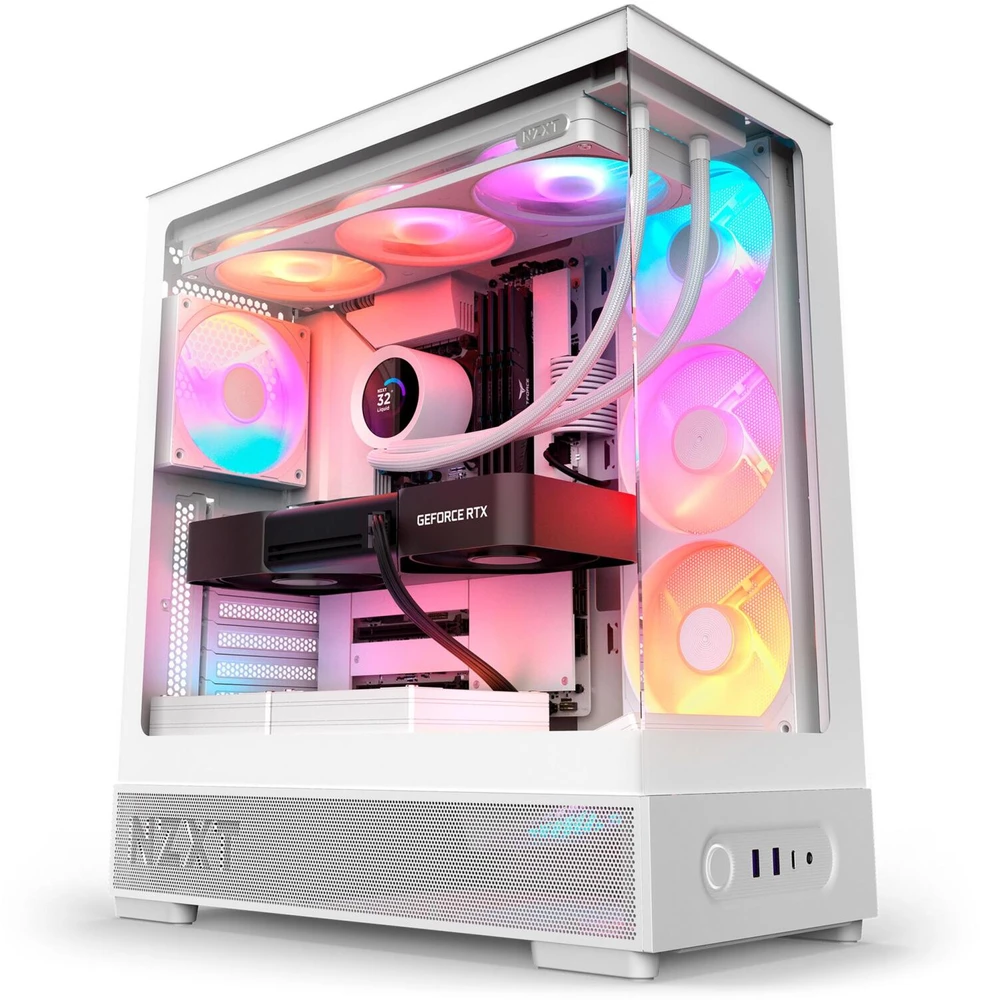 Nzxt S5 RGB CC-S51FW-01, kompiuterio korpusas, baltas, Midi-Tower, ATX, Mini-ITX, plienas, grūdintas stiklas