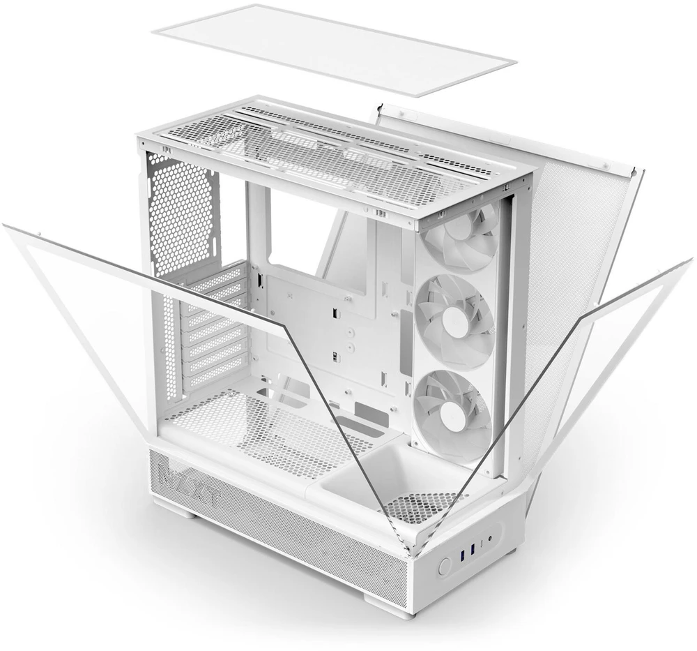 Nzxt S5 RGB CC-S51FW-01, kompiuterio korpusas, baltas, Midi-Tower, ATX, Mini-ITX, plienas, grūdintas stiklas