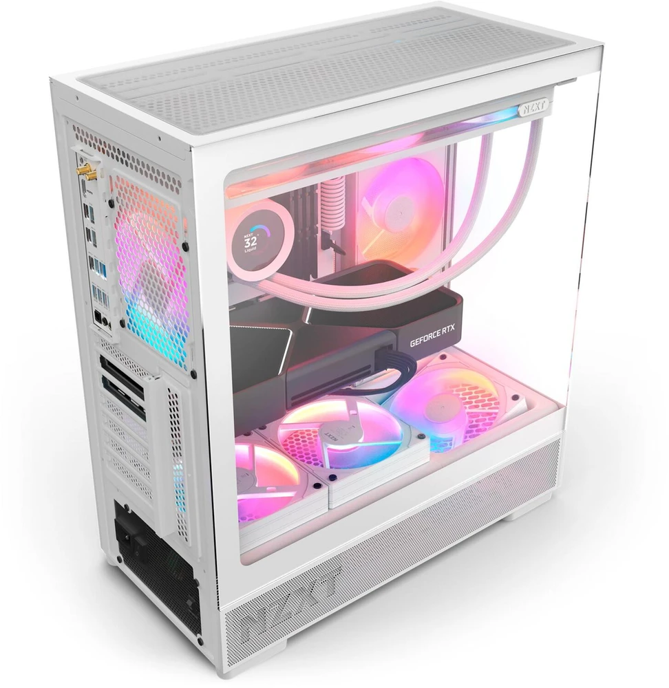 Nzxt S5 RGB CC-S51FW-01, kompiuterio korpusas, baltas, Midi-Tower, ATX, Mini-ITX, plienas, grūdintas stiklas