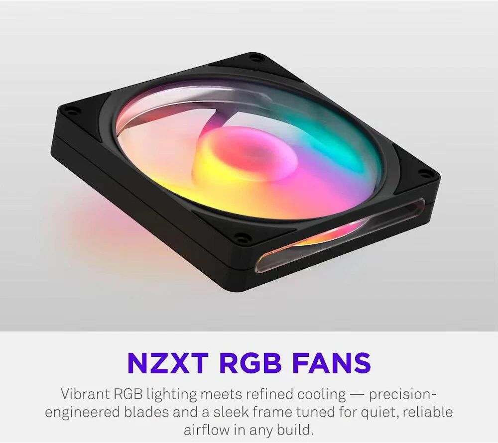 NZXT ventiliatorius F140 RGB RF-R214S-BF, 140mm, RGB apšvietimas, juodas