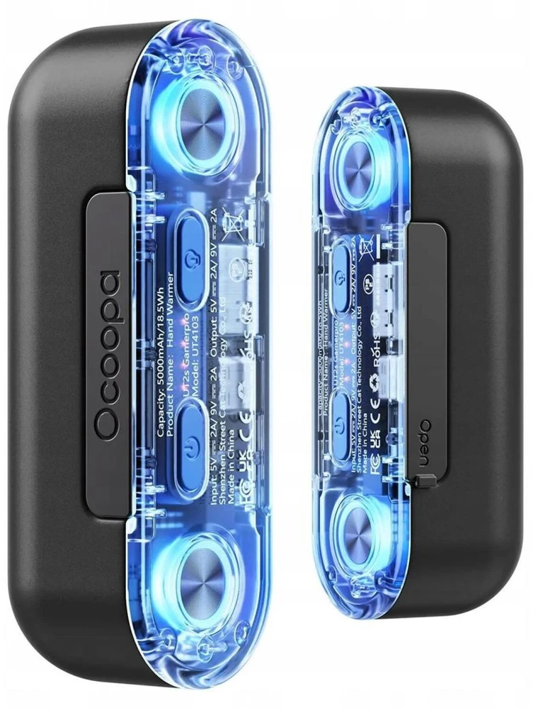 Ocoopa UT2s GamerPro, 2x 5000 mAh, iki 2*8h, maitinimo blokas 18 W, LED, juoda