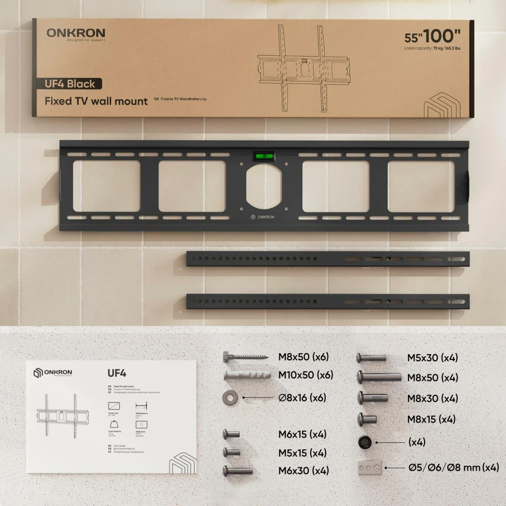 TV SET ACC WALL MOUNT/55-100"/Juodas UF4-B ONKRON