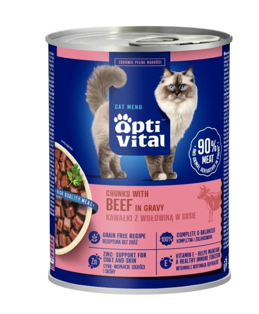 OPTIVITAL jautiena in gravy – šlapias kačių maistas – 415g