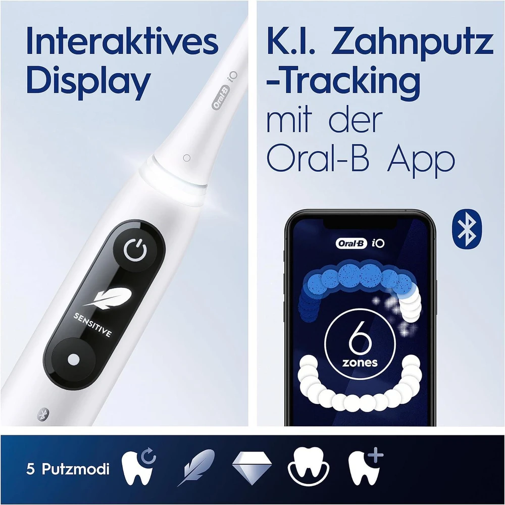 Oral-B Elektrinis dantų šepetėlis | iO6 & OxyJet | Įkraunamas | Suaugusiems | Šepetėlių skaičius galvutės įeina 2 | Number of teeth brushing modes 5 | Baltas