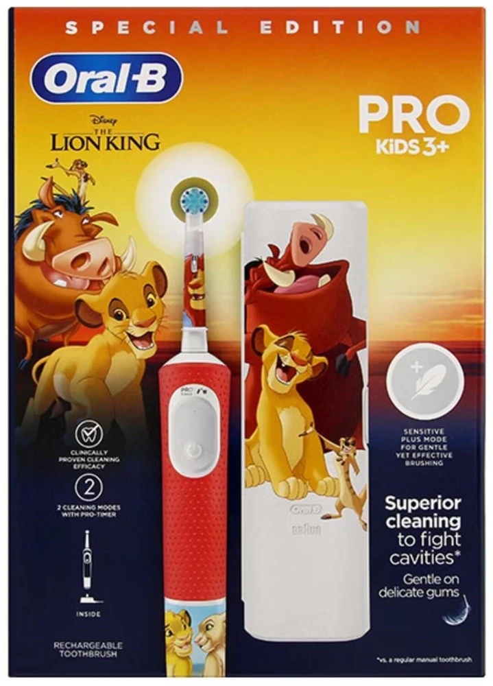 Elektrinis dantų šepetėlis ORAL-B Pro Kids 3+ Lion King + dėklas