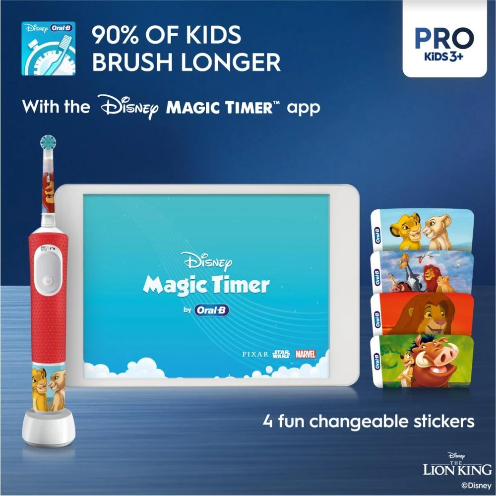 Elektrinis dantų šepetėlis ORAL-B Pro Kids 3+ Lion King + dėklas