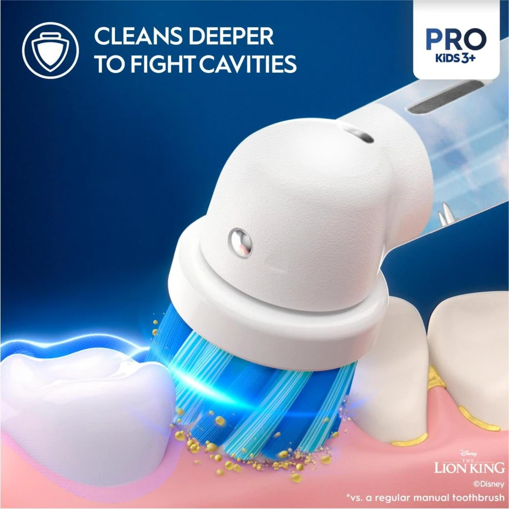 Elektrinis dantų šepetėlis ORAL-B Pro Kids 3+ Lion King + dėklas