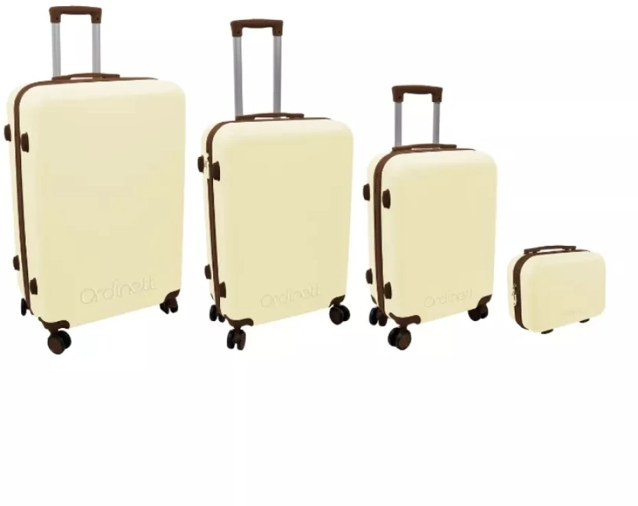 ORDINETT 4 dalių lagaminų rinkinys 98L (48x29x75cm) + 60L (42x25x64cm) + 43L (36x23x56cm) + 15L (24x17x33cm) balta